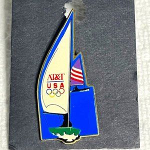 VTG AT&T USA Olympics USA Sailing Team Lapel Hat Tack Pin .75"x1.25"